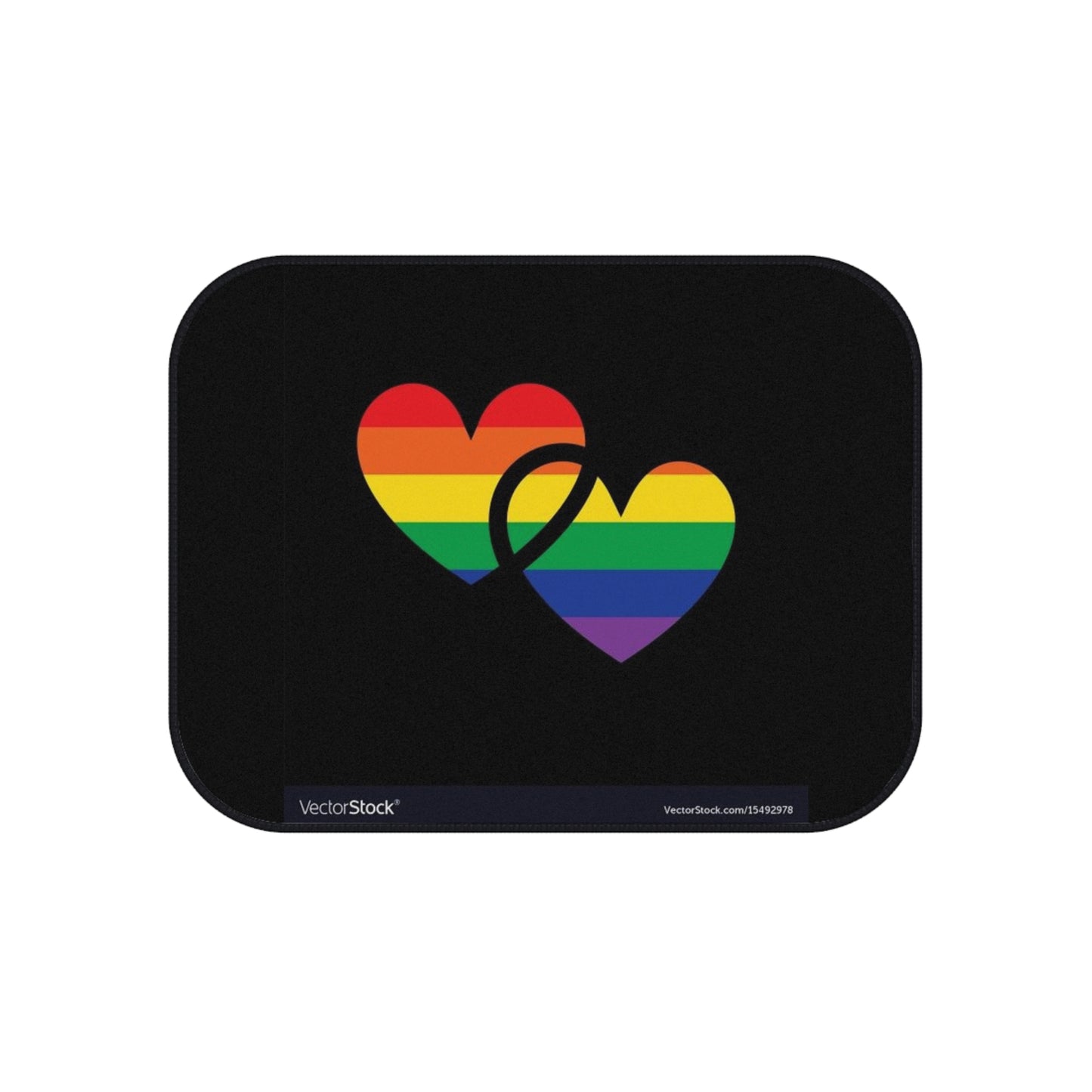 Rainbow Heart Car Mats (Set of 4) — LGBTQ Pride Auto Floor Mats, Pride Non-Slip Universal Fit