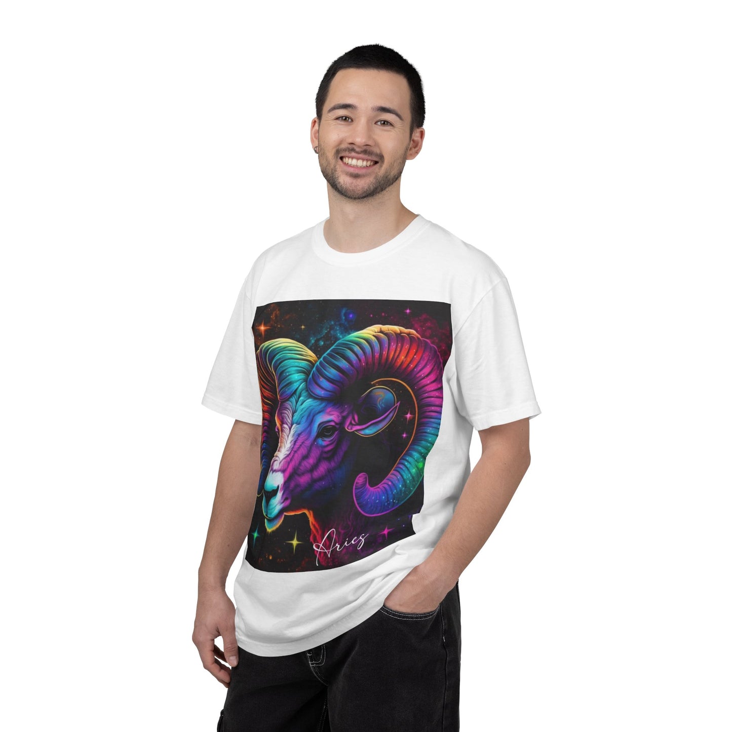 Aries Ram Zodiac T-Shirt — Colorful Neon Pride "Love is Love" Graphic Tee