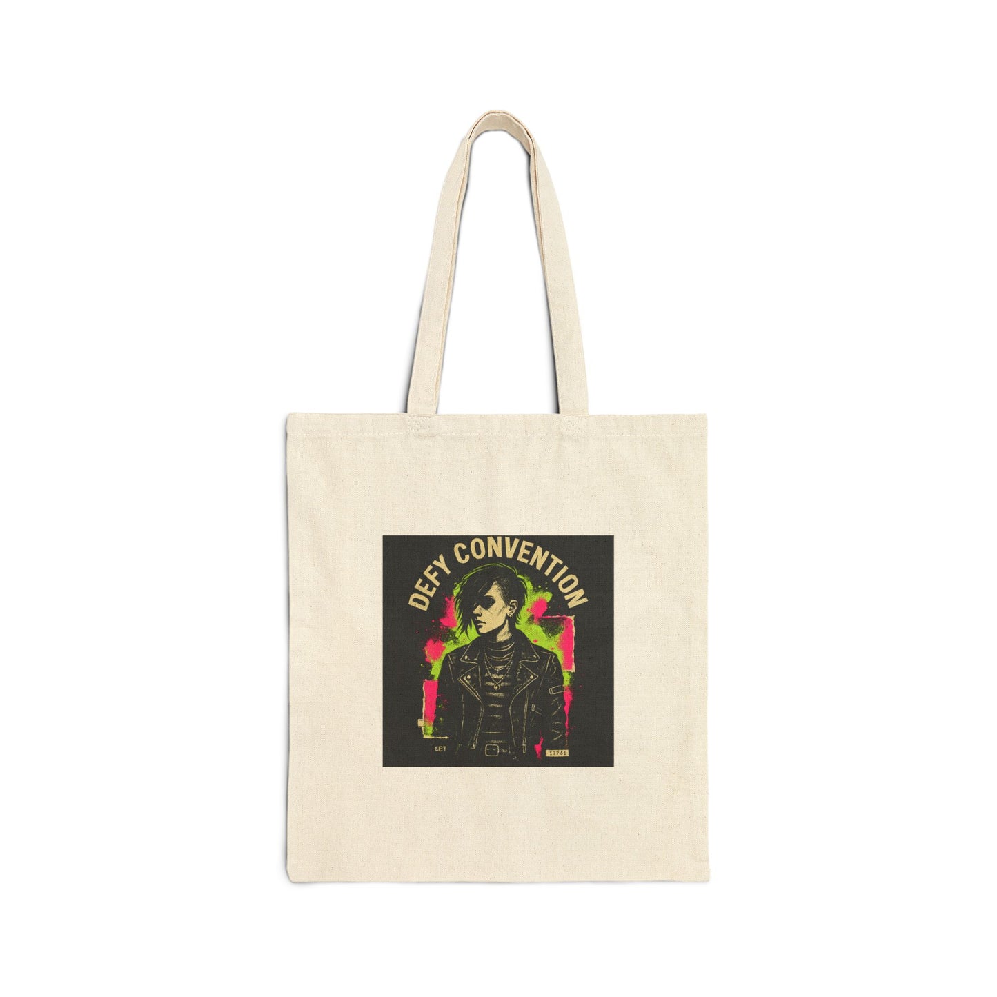 Defy Convention Canvas Tote Bag — Retro Punk Graphic Organic Cotton Shopper