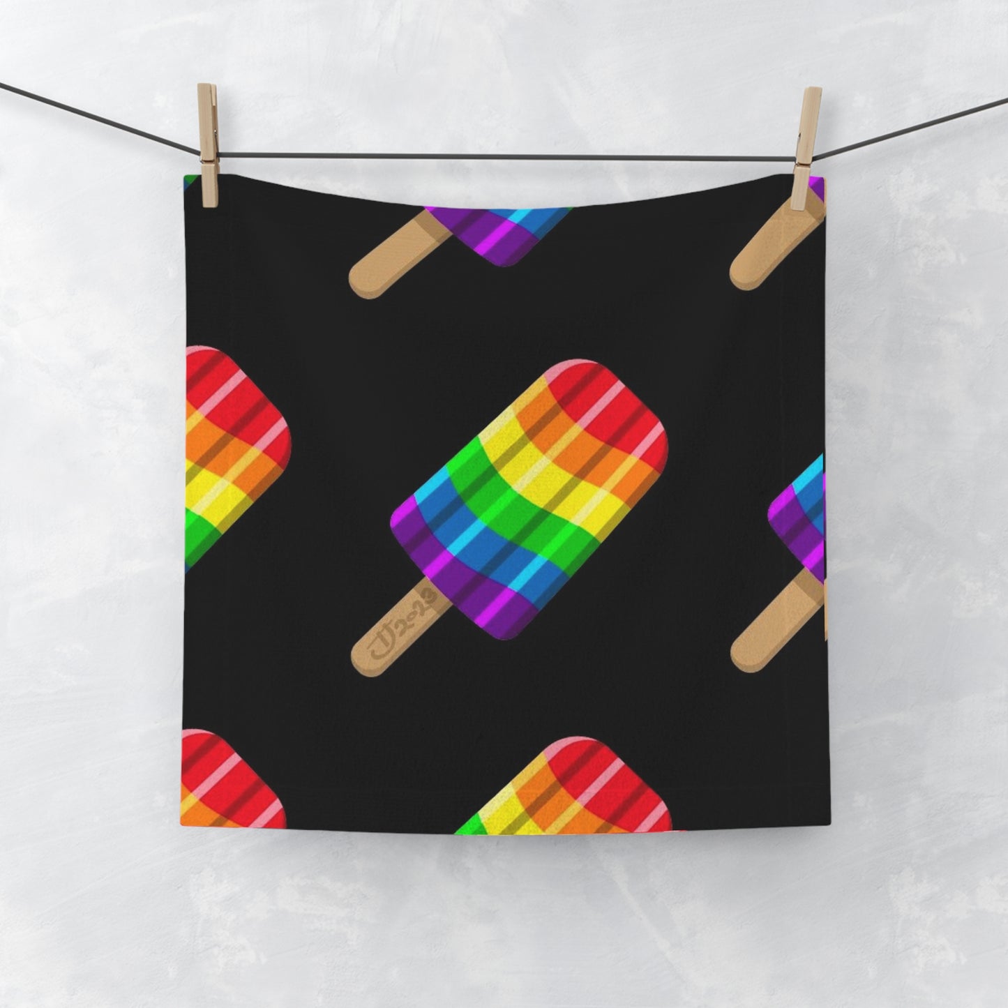 Rainbow Popsicle Face Towel — Bright Pride Cotton Hand Towel