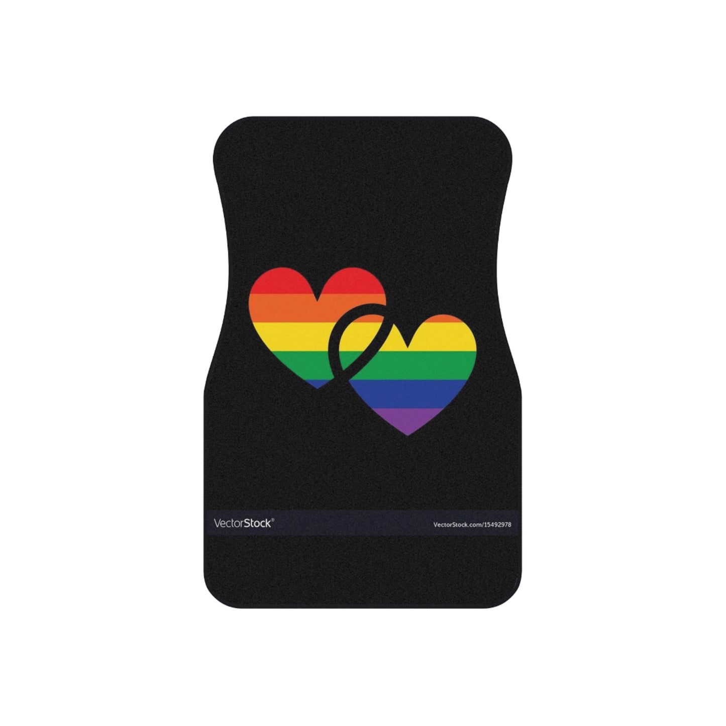 Rainbow Heart Car Mats (Set of 4) — LGBTQ Pride Auto Floor Mats, Pride Non-Slip Universal Fit