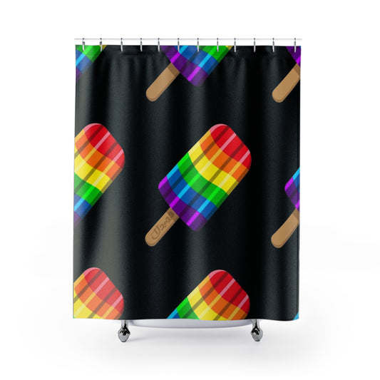 Rainbow Popsicle Shower Curtain — LGBTQ Pride Ice Pop Bathroom Decor