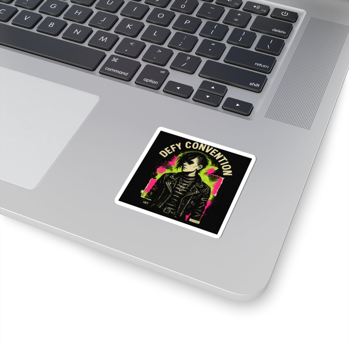 Defy Convention Sticker — Punk Goth Portrait Kiss-Cut Decal
