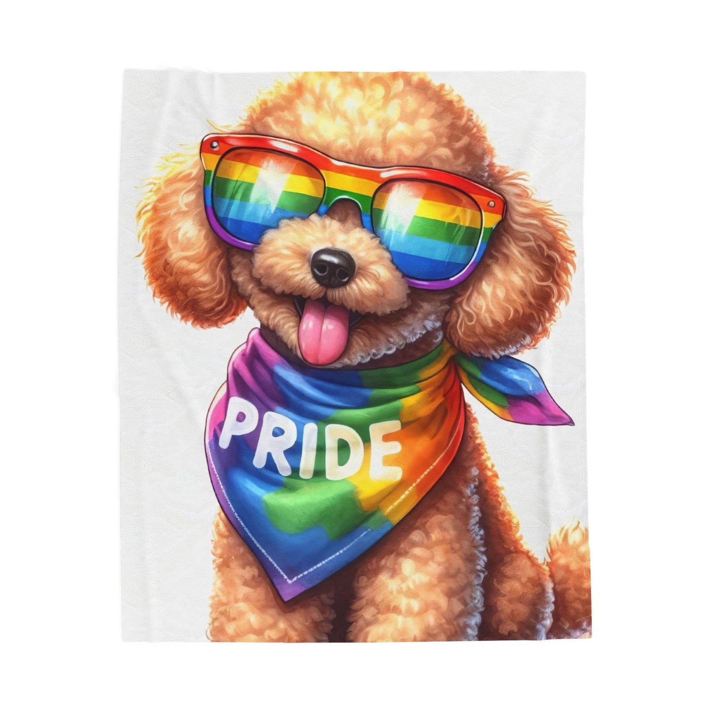 Pride Poodle Plush Blanket — Rainbow Dog Velveteen Throw