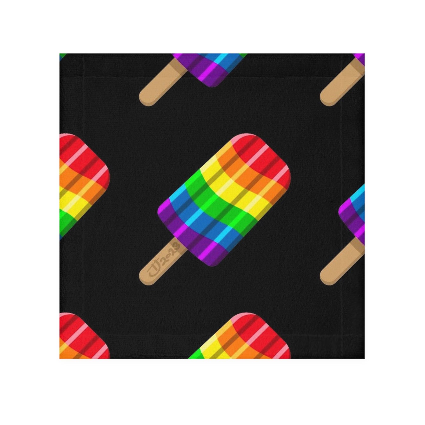 Rainbow Popsicle Face Towel — Bright Pride Cotton Hand Towel