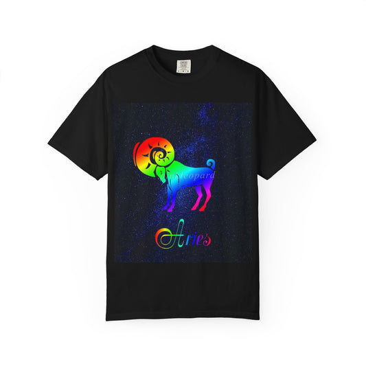 Aries Rainbow Zodiac T-Shirt — 100% Pride Battery Back Graphic