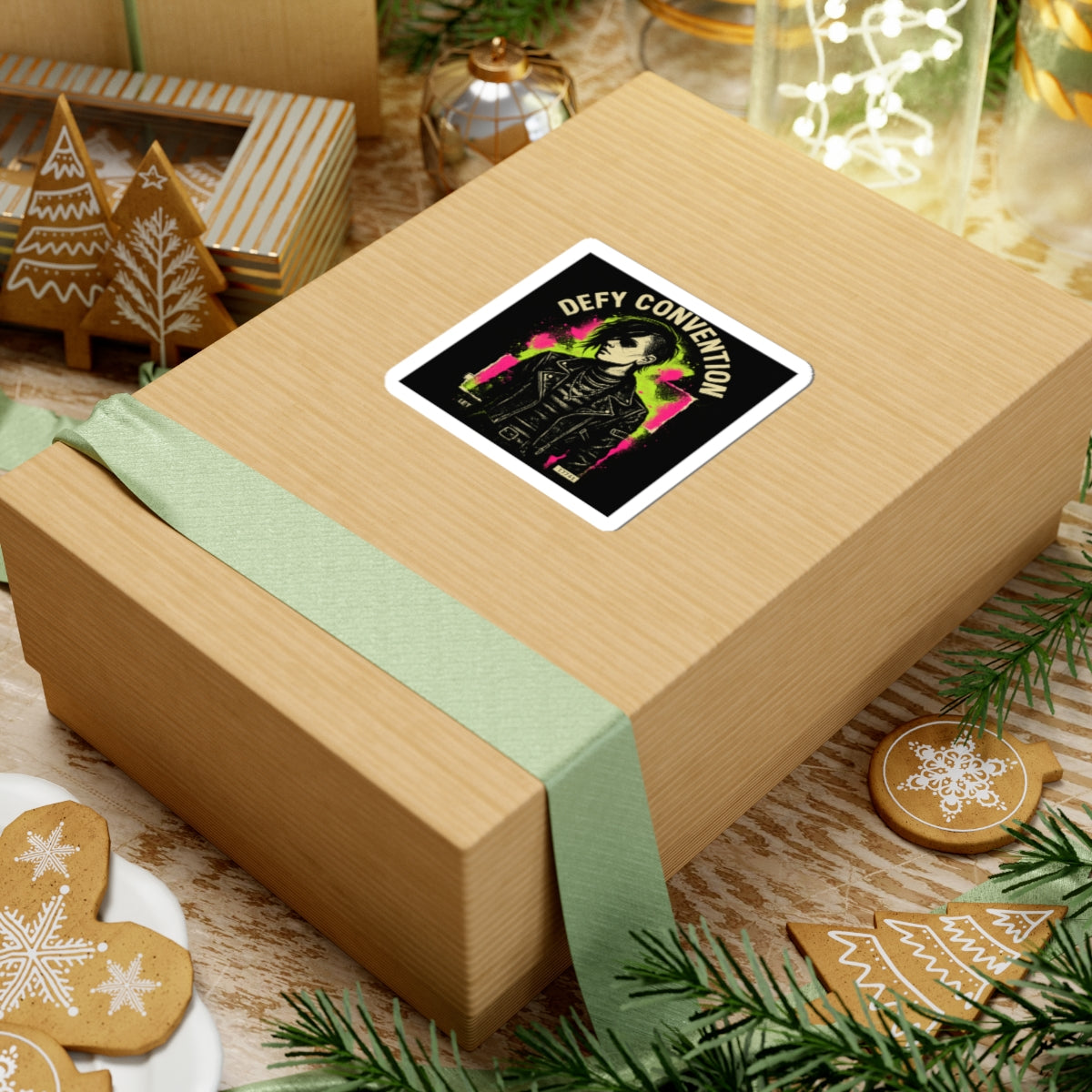 Defy Convention Sticker — Punk Goth Portrait Kiss-Cut Decal