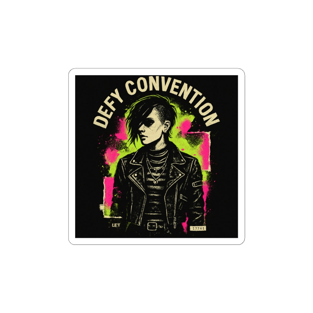 Defy Convention Sticker — Punk Goth Portrait Kiss-Cut Decal