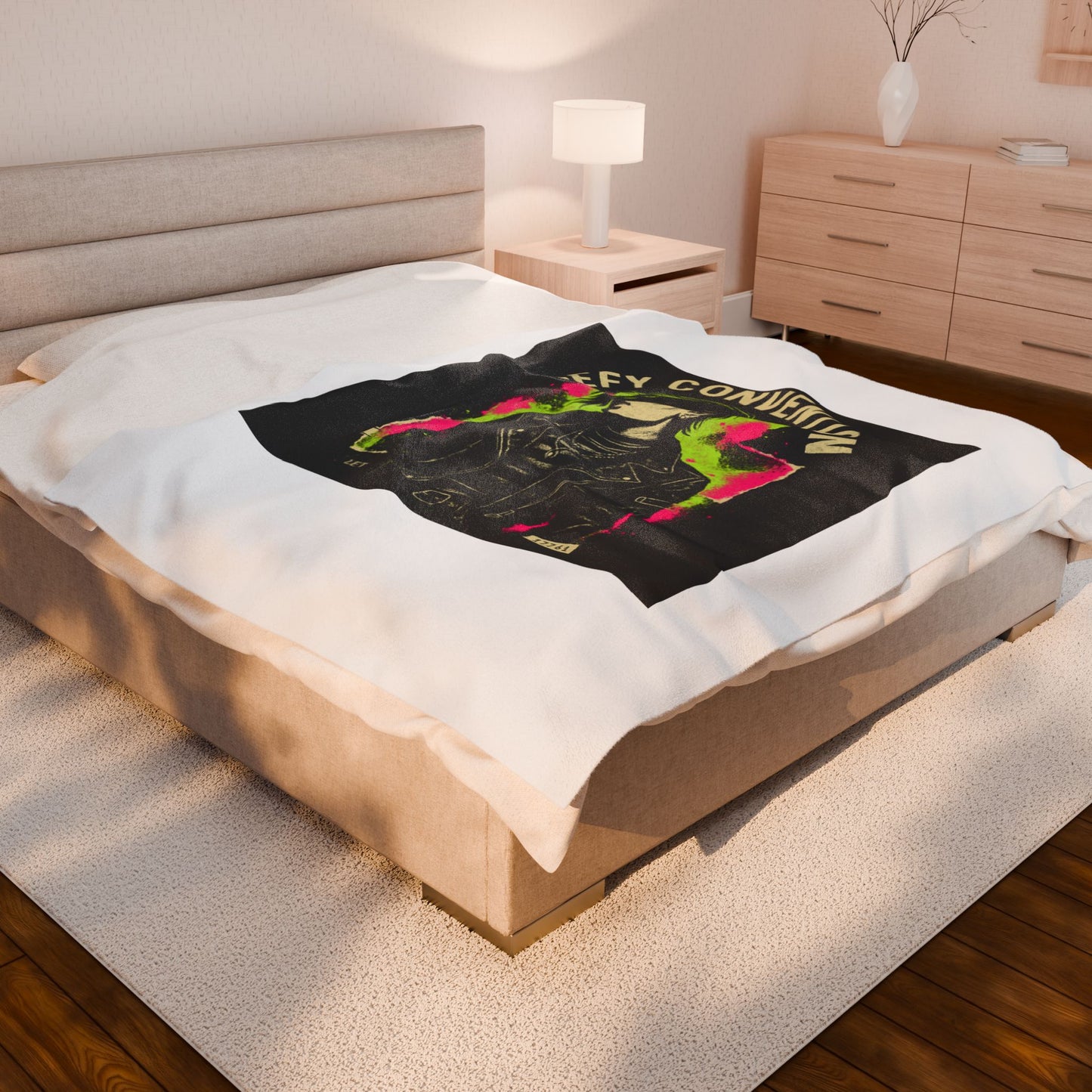 Defy Convention Velveteen Plush Blanket — Punk Goth Leather Jacket Design