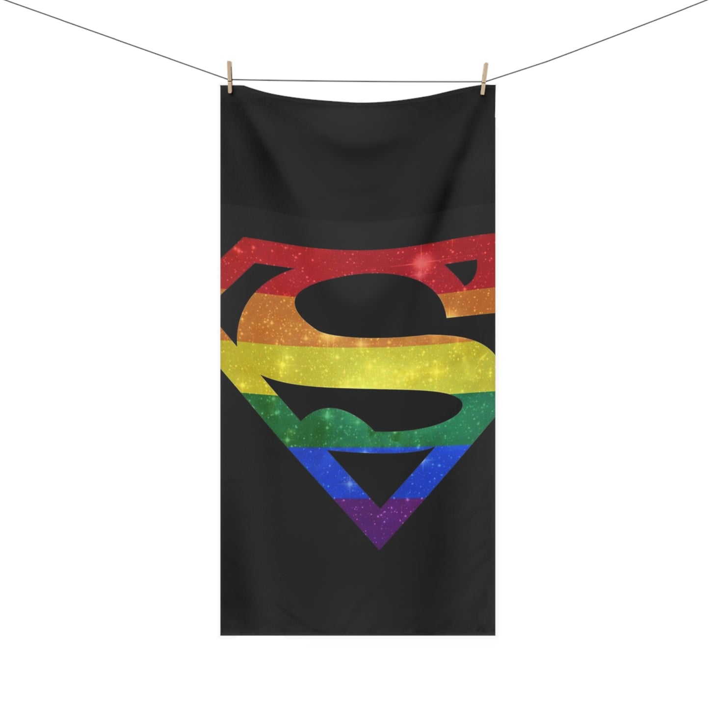 Rainbow Superhero Beach Towel — Pride Superman S Logo Cotton Blend