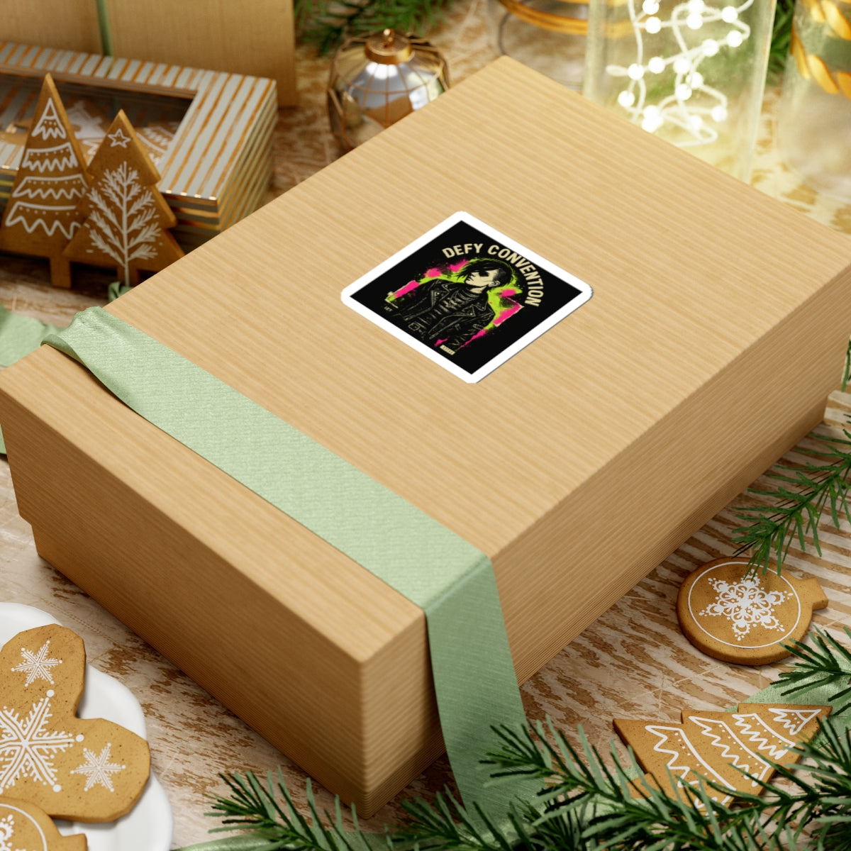 Defy Convention Sticker — Punk Goth Portrait Kiss-Cut Decal