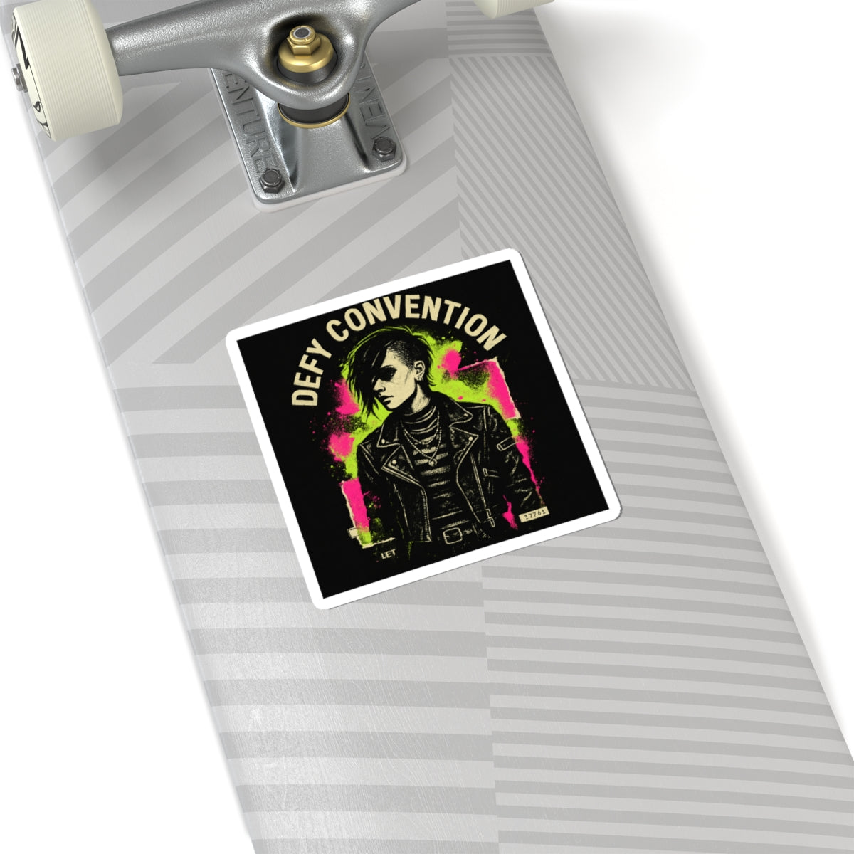 Defy Convention Sticker — Punk Goth Portrait Kiss-Cut Decal