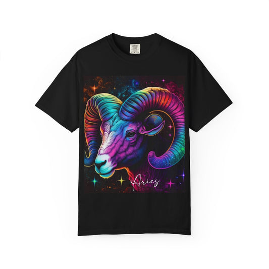 Aries Ram Zodiac T-Shirt — Colorful Neon Pride "Love is Love" Graphic Tee
