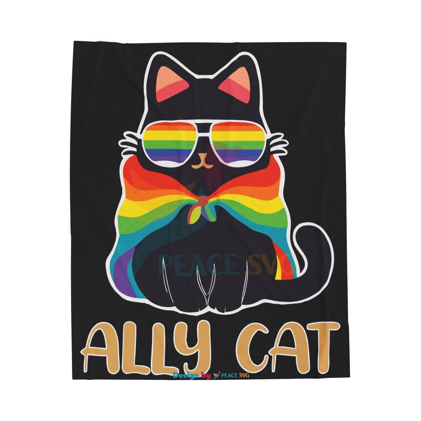 Ally Cat Rainbow Velveteen Plush Blanket – LGBTQ+ Pride Cozy Throw