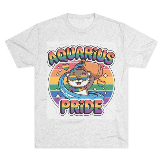 Aquarius Pride T-Shirt – Rainbow Zodiac Cat Crew Tee